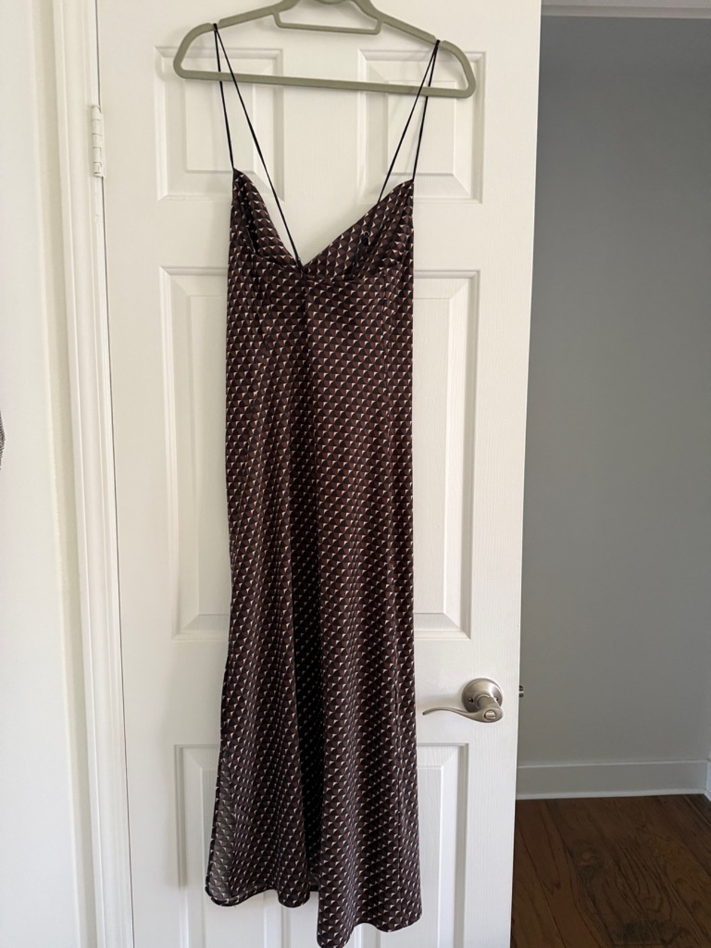 Banana Republic Brown Printed Slip Dress with Spaghetti Straps